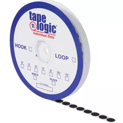 1 3/8" Black Hook Tape Logic Individual Tape Dots 600/Case