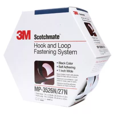 1" x 15' Black 3M MP3526N/MP3527N Scotchmate Combo Pack Fasteners 5 Rolls/Case