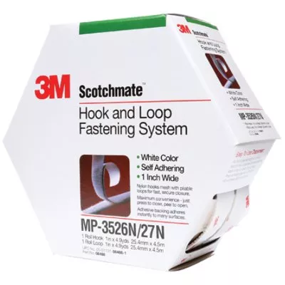 1" x 15' White 3M MP3526N/MP3527N Scotchmate Combo Pack Fasteners 5 Rolls/Case