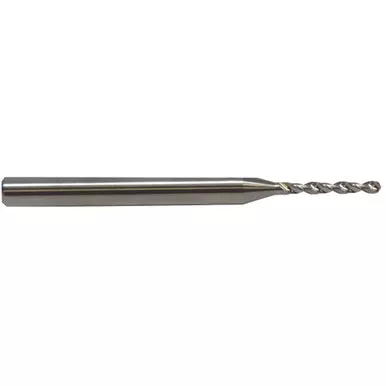 #40 Dia. x 1/8" Shank x 0.48" Flute Length x 1-1/2" OAL, Miniature, 130 Degree, Bright, 2 Flute, External Coolant, Round Solid Carbide Drill Series/List #5372 MT1354999