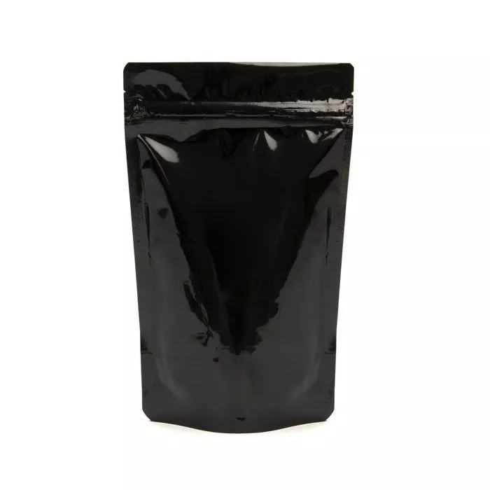 5 1/8" x 3 1/8" x 8 1/8" Black Metallized Zipper Pouch Bags (100 Pieces