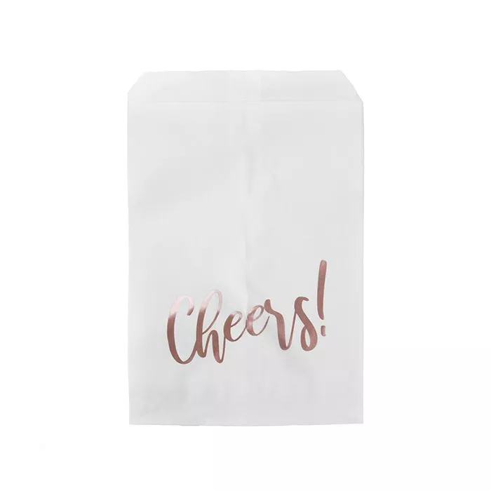 5" x 8" Paper Treat Bags Rose Gold Cheers (100 pack) - DISCONTINUED