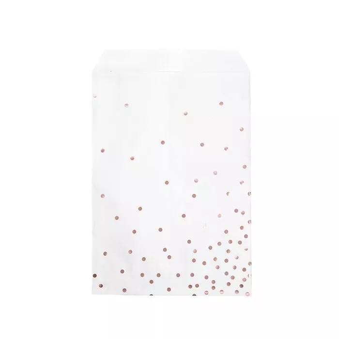 5" x 8" Paper Treat Bags Rose Gold Dots (100 pack) - DISCONTINUED