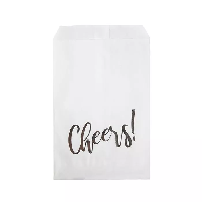 5" x 8" Paper Treat Bags Silver Cheers (100 pack) - DISCONTINUED