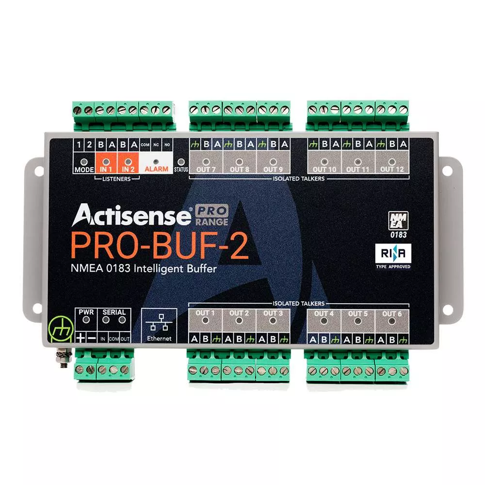 Actisense PRO NMEA 0183 Buffer – 2 OPTO Inputs, 12 ISO-Drive Outputs, Serial Port, Ethernet Port, Pluggable Screw Terminal