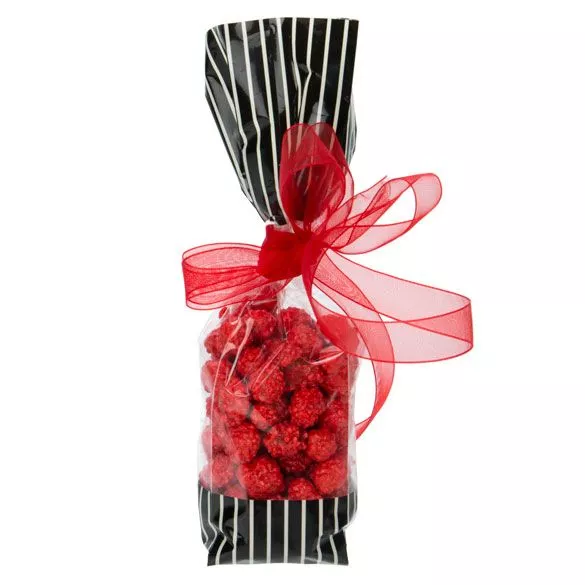 Black w/Creme Stripes Printed Cello Gusset Bags, 2" x 1 7/8" x 9 1/2" - 1.6 Mil (100 Pieces)