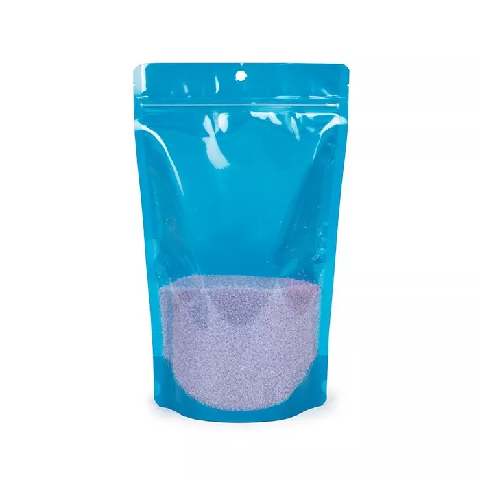 Blue Neon Stand Up Pouch w/ Hang Hole, 6 3/4" x 3 1/2" x 11 1/4" (100 Pieces)