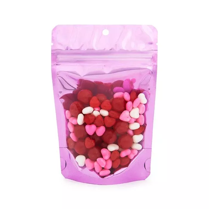 Brilliant Pink Stand Up Pouch w/Hang Hole, 4" x 2 3/8" x 6" (100 Pieces)