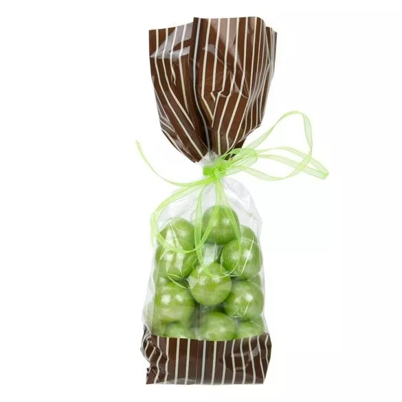 Brown w/Creme Stripes Printed Cello Gusset Bags, 2 5/8" x 1 7/8" x 10 3/4" - 1.6 Mil (100 Pieces)