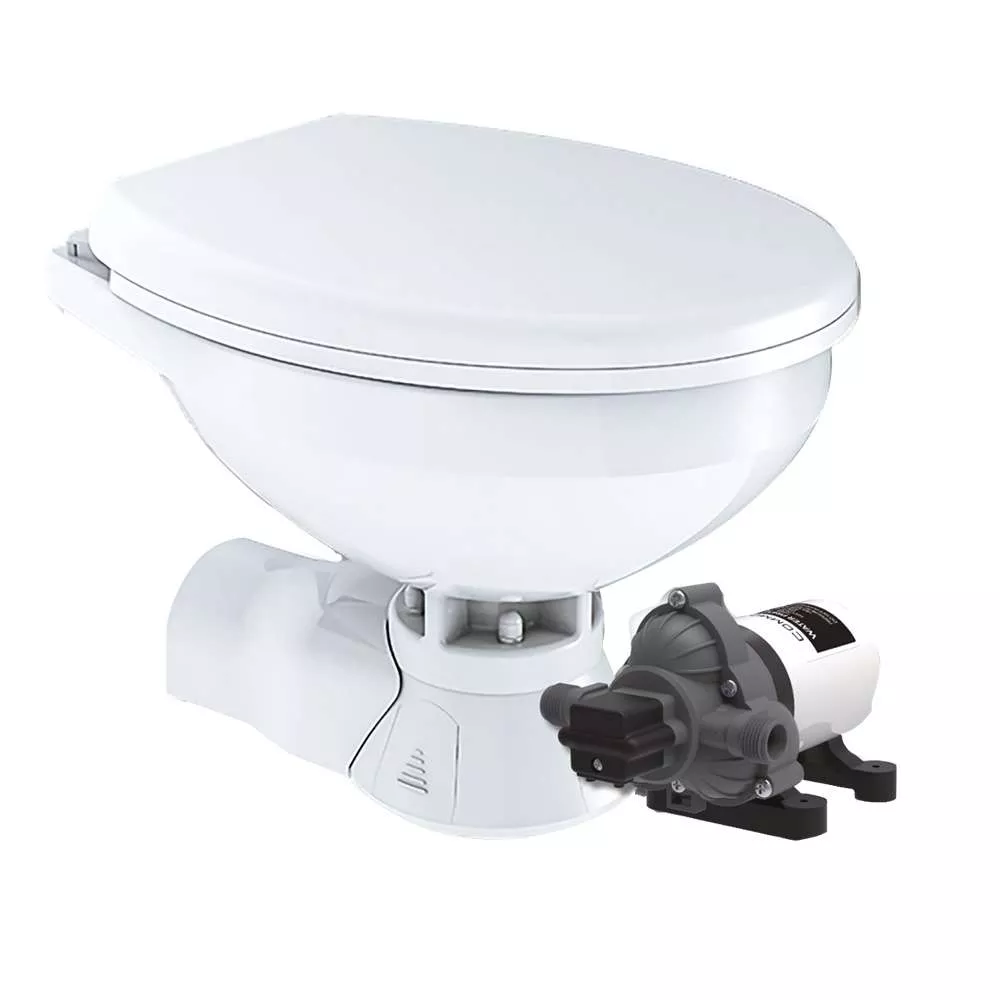 Commodore Quiet Flush Electric Toilet – Rear Macerator – Raw Water Pump – Regular Size