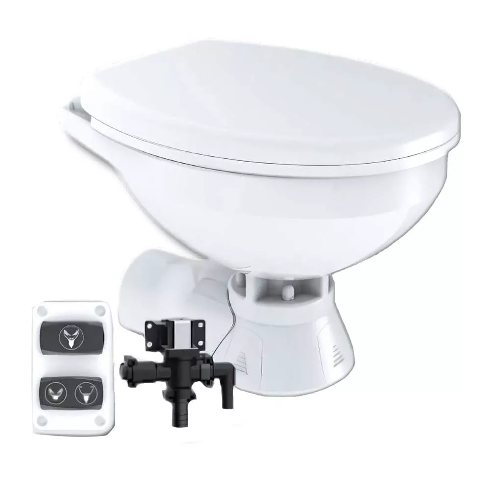 Commodore Quiet Flush Electric Toilet – Rear Macerator w/Solenoid Valve – Regular Size
