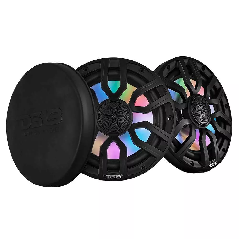 DS18 8″ 2-Way Coaxial Marine Speakers w/Digital LED Lights & Bullet Tweeter – Black – 175W, 4-Ohm