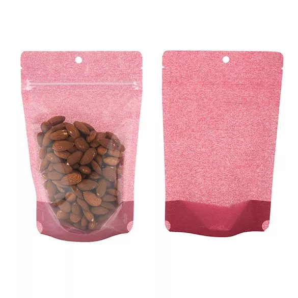 Harvest Cranberry Rice Paper Backed Stand Up Pouch w/Hang Hole, 5 1/8" x 3 1/8" x 8 1/8" (100 Pieces)
