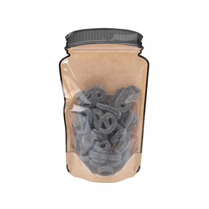 Kraft Mason Jar Zipper Bags with Clear Front, 6" x 3 1/8" x 10" (100 Pieces)
