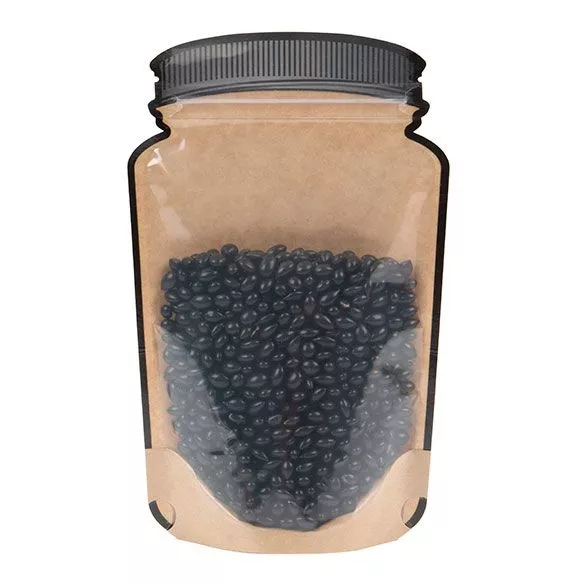 Kraft Mason Jar Zipper Pouch w/ Clear Front, 5 1/8" x 3" x 8 1/8" (100 Pieces)