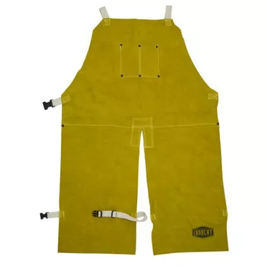 Leather split leg apron, anodized snaps and rivets, Kevlar sewn,chest pockets, cotton straps 7011/48