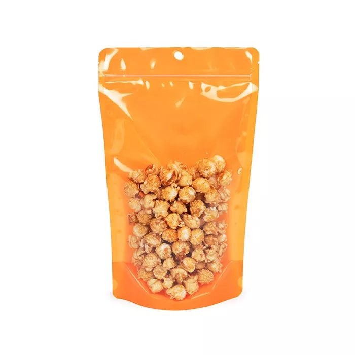 Orange Neon Stand Up Pouch w/ Hang Hole, 6 3/4" x 3 1/2" x 11 1/4" (100 Pieces)