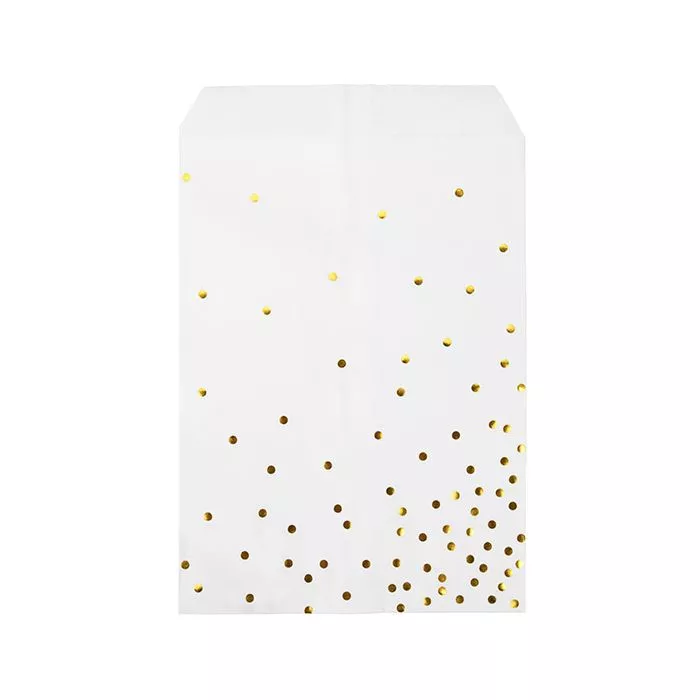Paper Treat Bags Gold Dots, 5" x 8" (100 pack)