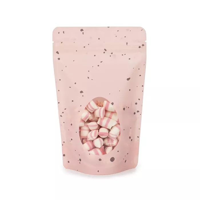 Pink Speckled Egg Stand Up Zipper Pouch, 5 1/8" x 3 1/8" x 8 1/8" (25 Pieces)