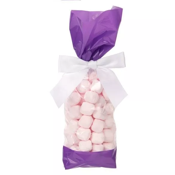 Purple Solid Bands Printed Cello Gusset Bags, 2 5/8" x 1 7/8" x 10 3/4" - 1.6 Mil (100 Pieces)