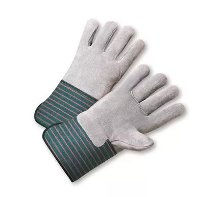 Select Full Leather Back Rubberized Gauntlet Cuff Glove - Green/Pink Fabric 900-EA