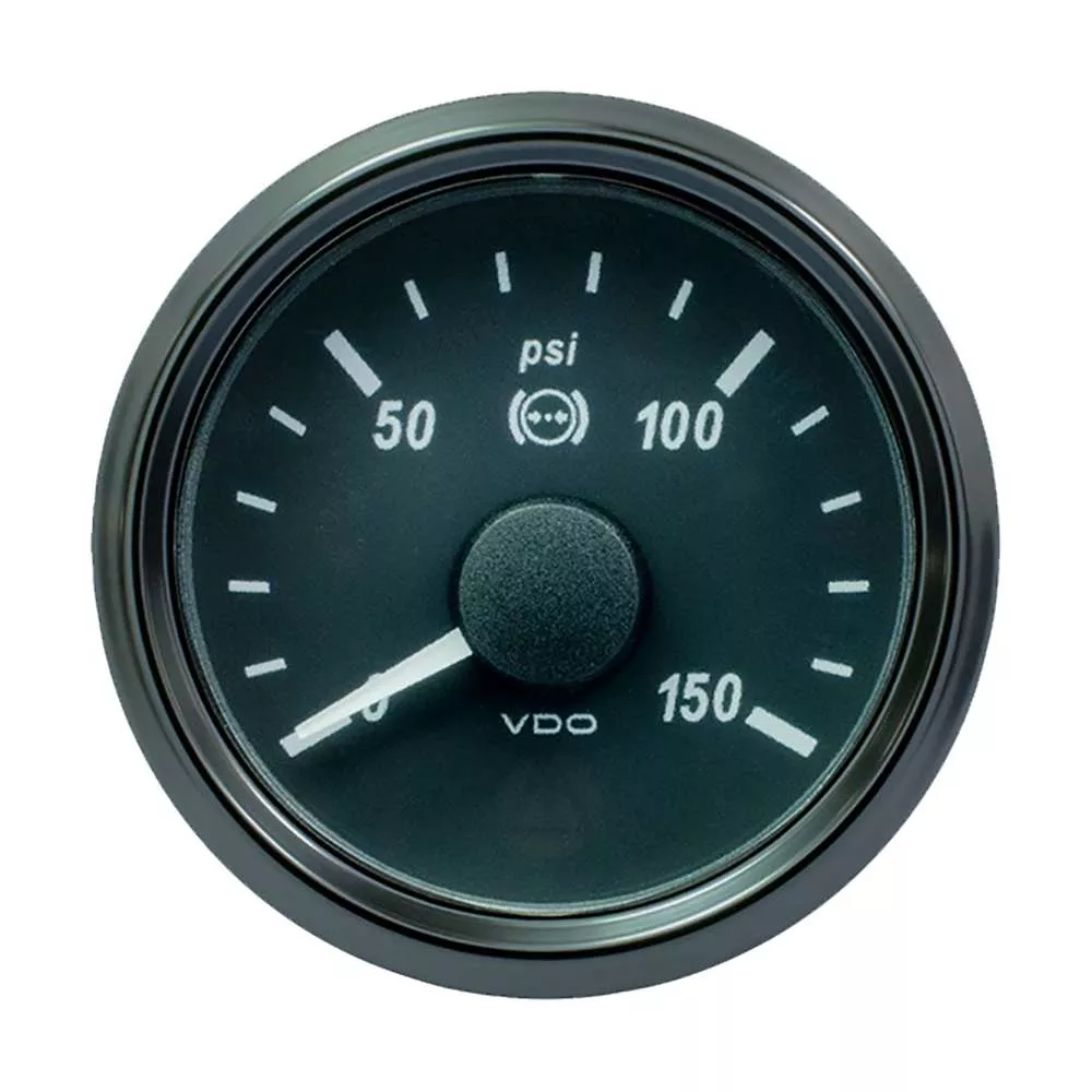 VDO SingleViu 52mm (2-1/16″) Brake Pressure Gauge – 150 PSI – 0-180 Ohm