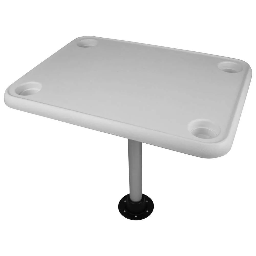 Wise White Rectangular Table – 4 Drink Holders w/Pedestal