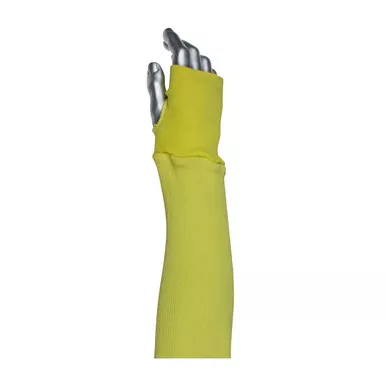Yellow 18" 18 inch Kevlar ACP 2/1 Rib Knit Slv Arc Rated 9.5 Cal/cm2, KW Arc Sleeves 10-KAM18