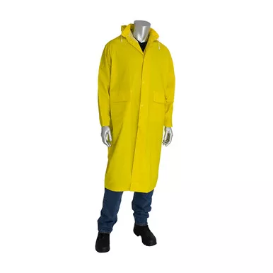 Yellow 2X Rainsuit 2pc. .35mm PVC/Polyester, FR Treated, Hood, Self Collar, Ylw FR Treated PVC/Polyester 205-300FR/2X