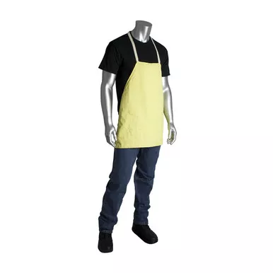 Yellow BUCKLE Kevlar Twill 2 ply apron, 24"x24", With strap and buckle, Heavy tie at neck Cut Resistant Aprons 10-KAD2424W/BUCKLE
