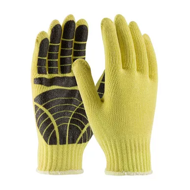 Yellow M 100% Kevlar, 7 Gauge, M. Wgt, ANSI2, Dots 1 Side Gloves made with Kevlar Brand Fiber 1 Dozen 08-K300PD/M