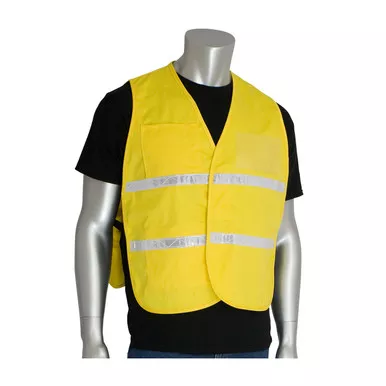 Yellow M-XL Non-ANSI IC Vest, Ylw, Poly/Cotton, H&L Closure, 1in. White Gloss Tape Hi-Visibility Vest 300-2510/M-XL