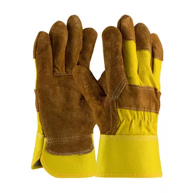 Yellow MENS Econ Series, Reinforced Palm, High-Vis Yellow, Rubberized SC Split Leather Palm 1 Dozen 85-7513P
