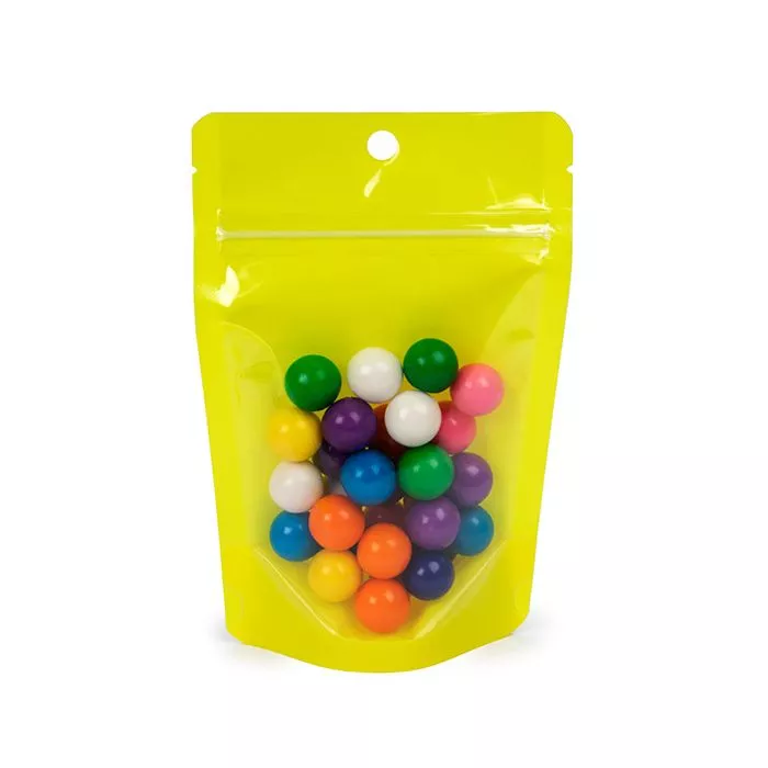 Yellow Neon Stand Up Pouch w/ Hang Hole, 4" x 2 3/8" x 6" (100 Pieces)
