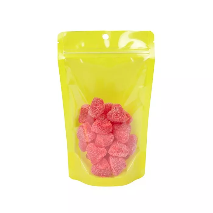 Yellow Neon Stand Up Pouch w/ Hang Hole, 5 1/8" x 3 1/8" x 8 1/8" (100 Pieces)