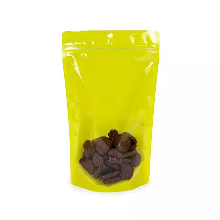 Yellow Neon Stand Up Pouch w/ Hang Hole, 6 3/4" x 3 1/2" x 11 1/4" (100 Pieces)