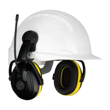 Yellow OS Hellberg Secure Relax with AM/FM Radio, 23 dB NRR, Yellow/Black Helmet Mount 1 Pair 264-45102