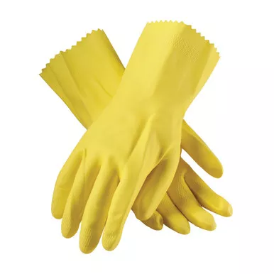 Yellow S Assurance Unsupport Latex, Ylw., 18 Mil, 12 Inch, Flocked, Honeycomb Unsupported Latex Gloves 1 Dozen 48-L185Y/S