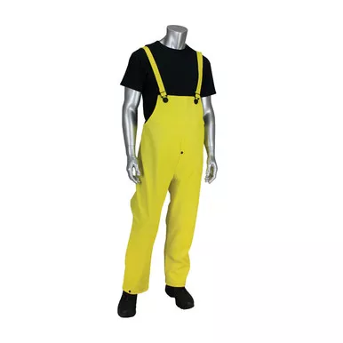 Yellow S Rain Bib Overall, .65mm Ribbed PVC /Polyester, Yellow PVC/Nonwoven 201-650B/S