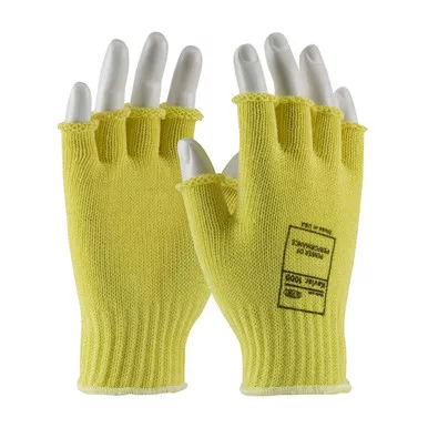 Yellow XL 100% Kevlar, Half Finger, 7 Gauge M. Wgt. Gloves made with Kevlar Brand Fiber 1 Dozen 07-K259/XL