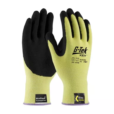 Yellow XL G-Tek KEV, 13G Seamless Knit Yellow Kevlar, Nitrile MicroFinish Grip A2 Gloves made with Kevlar Brand Fiber 1 Dozen 09-K1650/XL