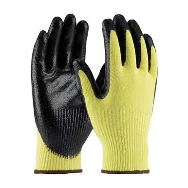 Yellow XL G-Tek KEV, Yellow 10G Kevlar Shell, Black Nitrile Coat Smooth Grip, A2 Gloves made with Kevlar Brand Fiber 1 Dozen 09-K1400/XL