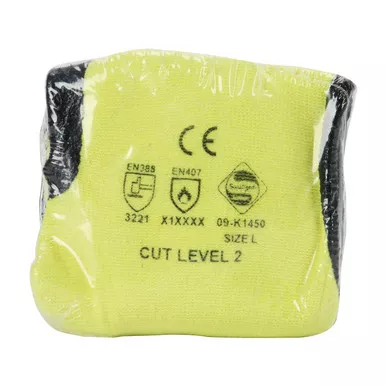 Yellow XL G-Tek KEV, Yellow 13G Kevlar/Lycra, Black Nitrile Smooth Grip, Vend Pk Gloves made with Kevlar Brand Fiber 1 Pair 09-K1450V/XL