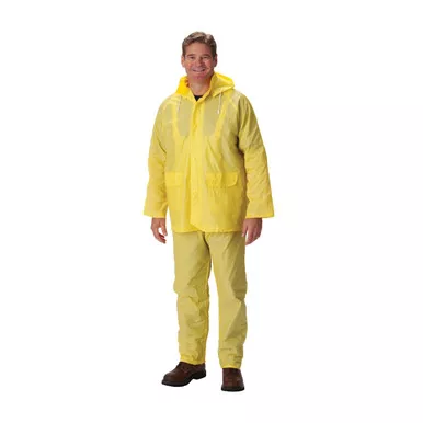 Yellow XL RAINSUIT .25mm Single Ply PVC, Ylw, Self Collar, Bib Overall PVC 201-250X1