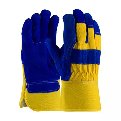 Yellow XL Split Cowhide, Gunn Cut, Fleece Pile,BL Split Palm,Ylw Fabric Bk,SC Insulated Leather Palm Gloves 1 Dozen 78-7863B/XL