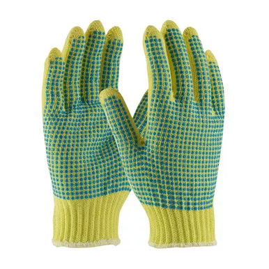 Yellow XS 100% Kevlar, 7 Gauge, M. Wgt, ANSI2, Dots 2 Sides Gloves made with Kevlar Brand Fiber 1 Dozen 08-K300PDD/XS