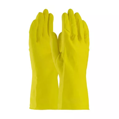 Yellow XS Assurance Unsupport Latex, Ylw., 21 Mil, 12 Inch, Flocked, Diamond Unsupported Latex Gloves 1 Dozen 48-L212Y/XS