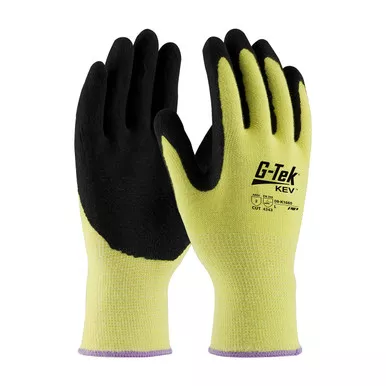 Yellow XXL G-Tek KEV, Yellow 13G Kevlar Shell, DD Nitrile MicroSurface Grip, A2 Gloves made with Kevlar Brand Fiber 1 Dozen 09-K1660/XXL