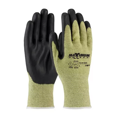 Yellow XXL Maximum Safety, AR/FR Aramid Shell, Black Nitrile Grip, PPE Level 1, A4 Task Specific Gloves 1 Dozen 73-K1800/XXL