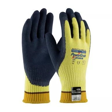 Yellow XXL PowerGrab Katana, 10G Kevlar/Steel Shell, Latex MicroFinish Grip, A4 Gloves made with Kevlar Brand Fiber 1 Dozen 09-K1700/XXL